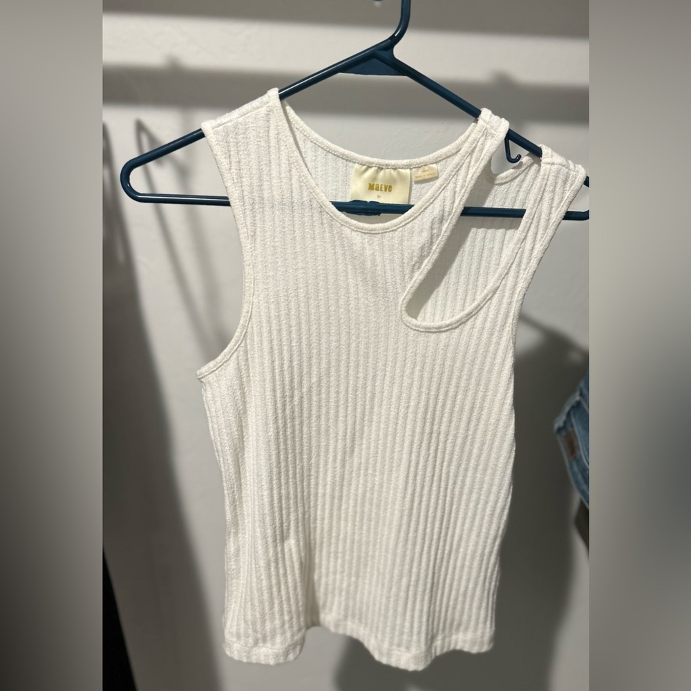 Anthropologie Maeve Ivory Ribbed Tank Top